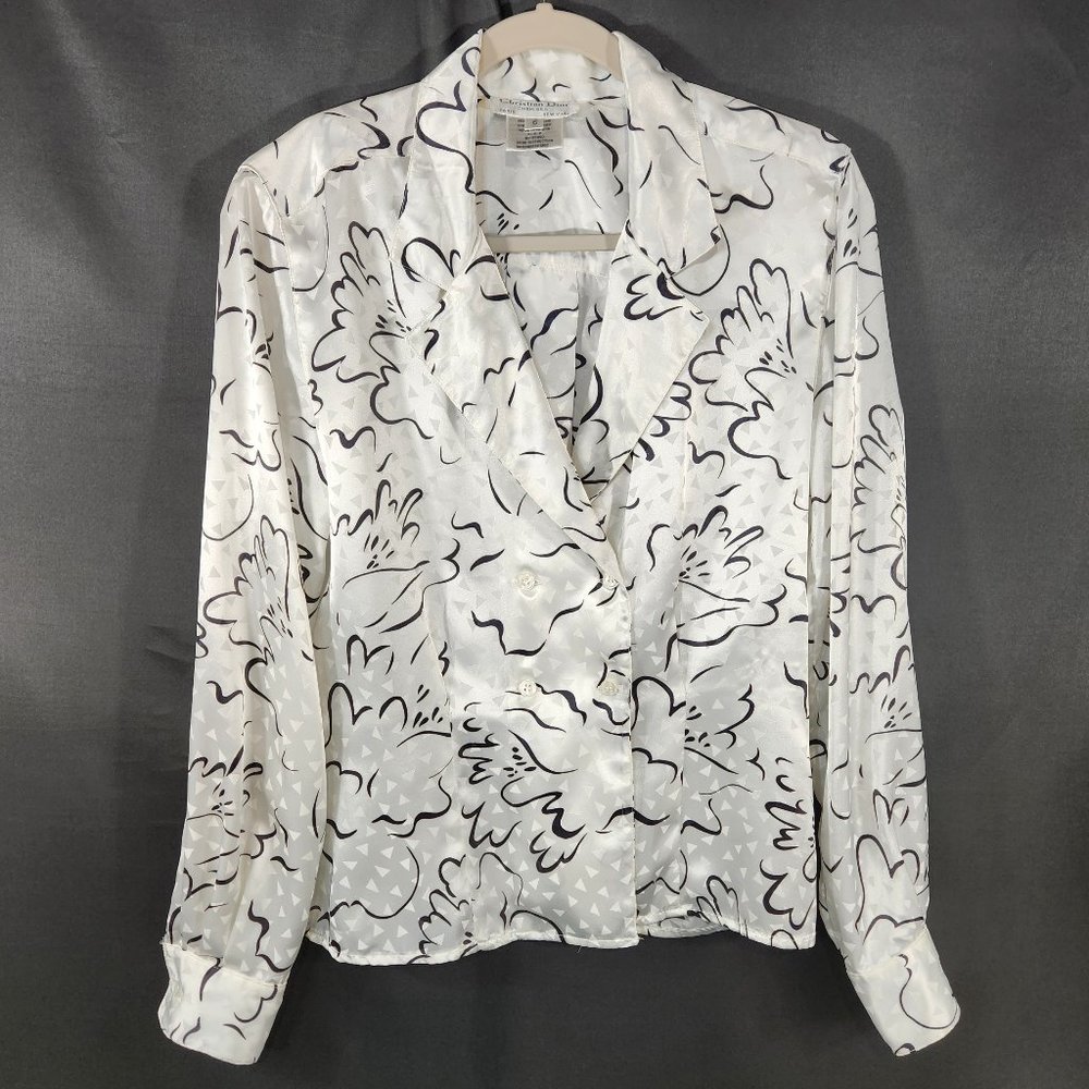 Vintage Christian Dior Chemises Double Pearlized Button-Down Size 6 (J-08)